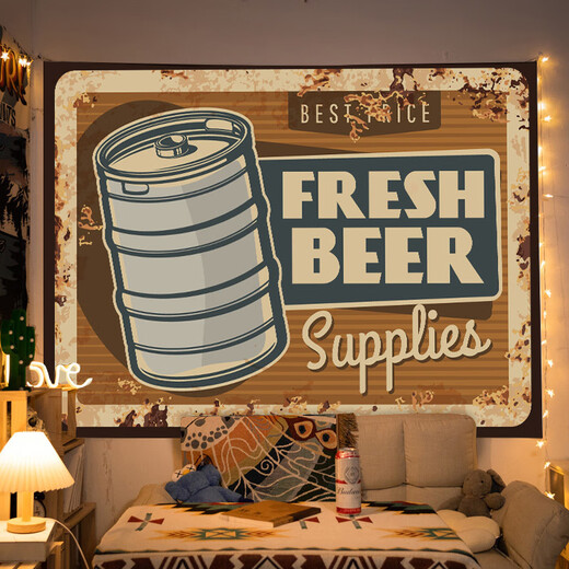 Pure tone retro American hanging cloth cafe beer decoration background cloth restaurant atmosphere matching tapestry cloth internet celebrity photo XFJ401 1 meter wide 0.7 meters high free installation package