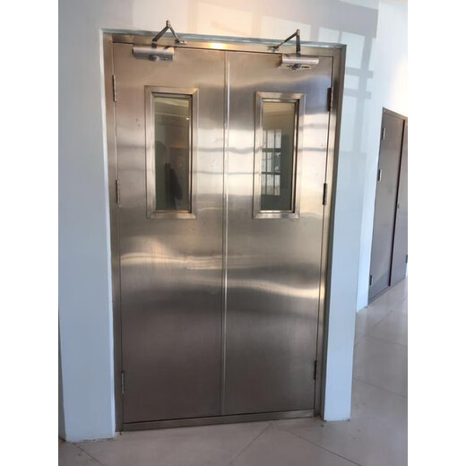 奇立彩防火门厂家直销可定制甲乙级304不锈钢玻璃防火门钢制通道逃生门 浅灰色