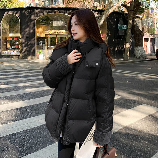 Oudihui 2026 new winter new cotton-padded jacket for women, thickened bread jacket, down jacket, women's cotton-padded jacket, lamb wool splicing jacket, coffee color M, recommended 85-120 Jin Jin equals 0.5 kg