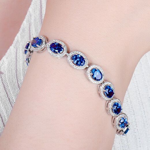 Fat Donglai quality tanzanite bracelet sapphire women's 925 pure l silver new style atmospheric versatile pavé blue zircon water 925 pure l silver bracelet