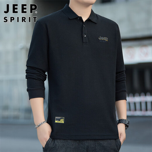 JEEP SPIRIT Jeep sweatshirt men's spring Korean style business bottoming shirt men's casual long-sleeved T-shirt men's black XL