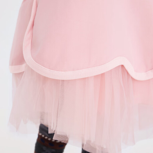 jnby by JNBY Jiangnan cloth children's clothing cotton elastic air layer long sleeve mesh dress autumn and winter girls children 1O8G13780 639/rubber powder 120cm