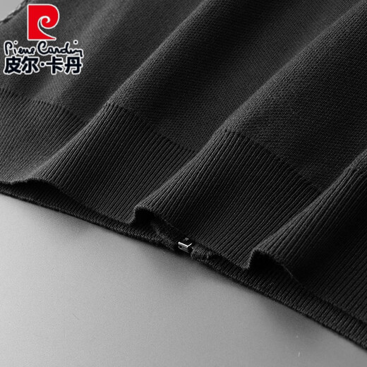 皮尔卡丹（pierre cardin）棒球领开衫拉链毛线衣男士春秋季中老年薄款休闲上衣胖子针织外套 深灰色 XL