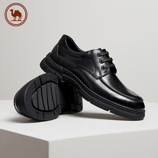 Camel leather shoes men's cowhide business casual formal comfortable derby shoes P14A005608 black 42