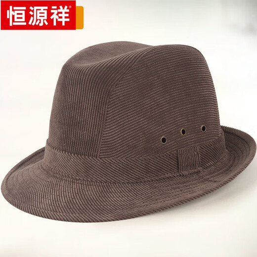 Hengyuanxiang älterer Hut Herren Winter im Freien Samthut Mode Jazz Hut im Freien Winterhut mittleren und älterer Top-Hut-Lichtkastanien L (58-60 cm)