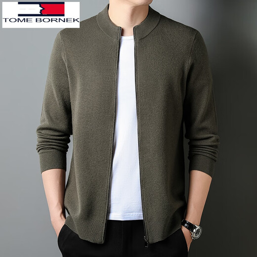 
Tommy Hee Kelly 100% Wool Knit Cardigan Men's Jacket 2024 Autumn and Winter Casual Loose Wool Knit Sweater Medium Gray 105