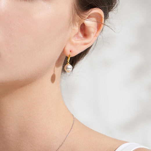 Tahitian 18K gold akoya pearl earrings 8.5-9mm round strong light seawater pearl earrings jewelry for my wife