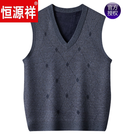 Hengyuanxiang de mediana edad chaleco de lana masculina del chaleco de suéter de papá más terciopelo engrosado de mediana edad y anciana