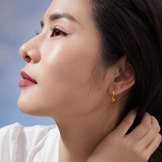 Saturday Fu 5G craft gold earrings for women sparkling gold beads pure gold earrings price A0910235 one pair about 1.27g