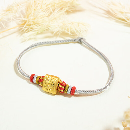 Muqian gold pure gold 3D zodiac three-in-one hand rope bracelet pendant classical official gift snake, chicken, cow (three alloy bureau)