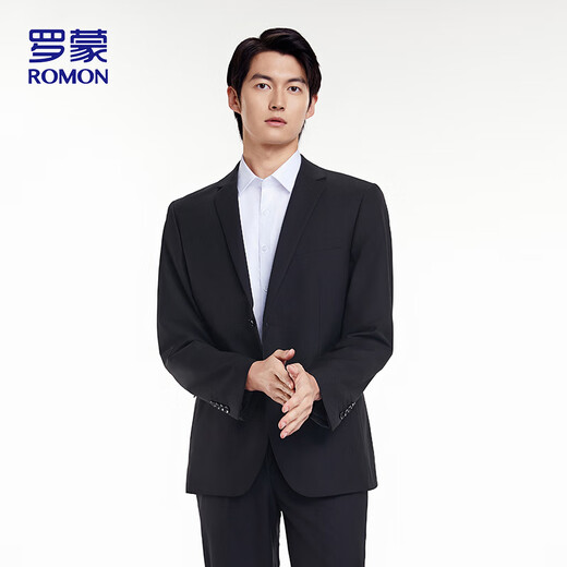 ROMON suit suit men's business commuter professional formal suit gentleman groomsman suit wedding dress 2502 black 2XL