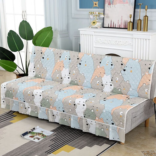 Xuxian full-cover sofa cushion foldable sofa bed cover four-season universal non-slip sofa cover simple dual-purpose without armrests small fish green 1.8 meters long and 1.5 meters wide