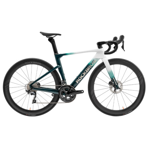 Rock Brothers Rock Brothers Road Bike Carbon Fiber Bike T700 Pneumatic Wind Breaking 105 Electric Disc Brake Bending Racing Car White Dark Green (Shimano R7170 Kit) Customized Size Contact Customer Service