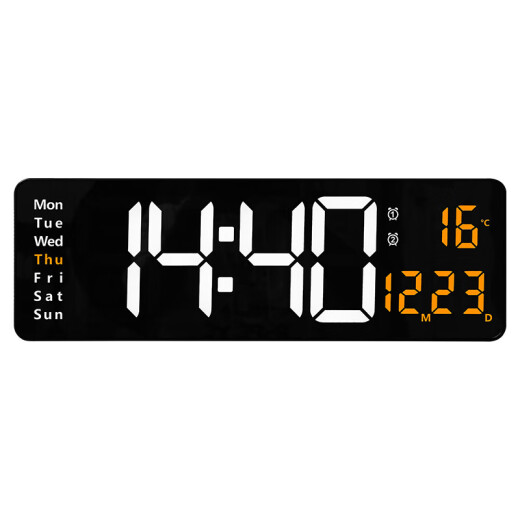 Love Makeup (Lioele) Love Makeup de 16 pulgadas Función de pantalla grande Pantalla Reloj Nordic Digital Reloj Compañería Simple Wall Clock LED Reloj Temperatura (13 pulgadas) 6629 Blue Light
