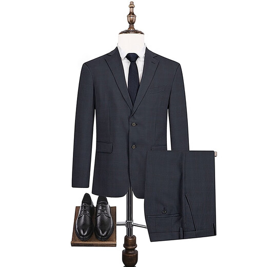 Qi Brand Wool Suit Men's 2025 Autumn New Business Formal Wear Men's Groom Wedding Dress Suit Two-piece Set Dark Gray Contains Wool 46 B (170/92B)