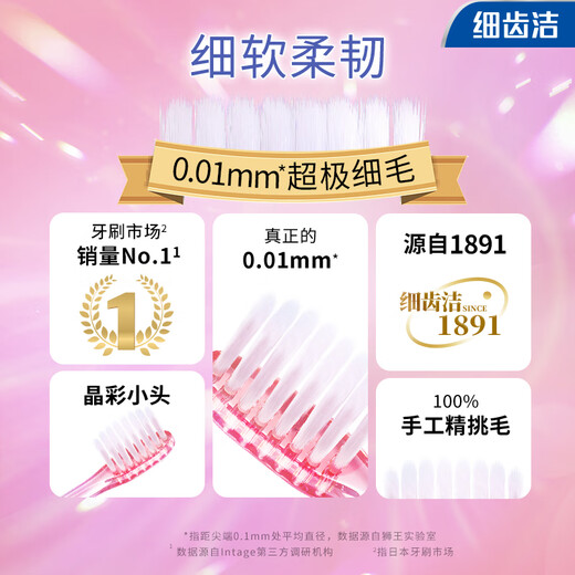 Lion (Lion)LION Fine Tooth Cleanser, Smart and Elastic Gum Protector, Fine-bristled Soft Bristled Brush Head, New and Old Packaging Randomly, Crystal Color Small Head Soft-bristled Toothbrush* 8 Count