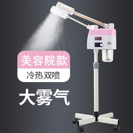 俊印美容仪器家用脸部冷热喷雾机美容院蒸脸仪补水蒸汽冷喷加湿器双喷 粉色838冷热双喷