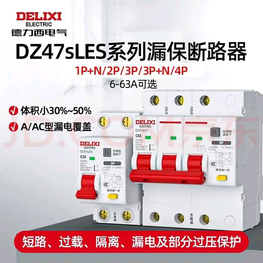 Delixi Electric leakage protector 2P 20A DZ47SLES small household miniature circuit breaker main switch air switch air switch with leakage protection