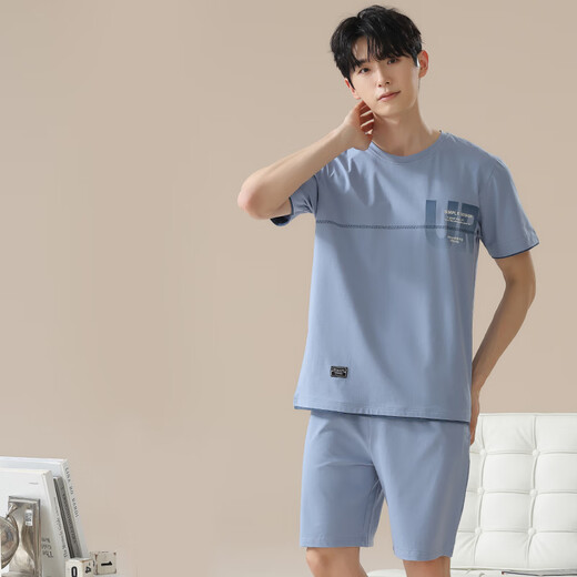 莫代尔睡衣男士纯棉夏季薄款短袖裤可外穿新款全棉家居服套装夏天 16763 L (建议 110-115斤)
