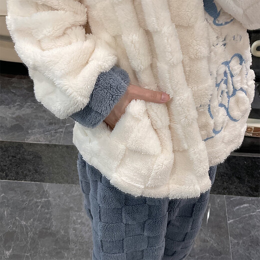 Yalu -Pyjama für Frauen im Herbst und Winterkorallen Samt Flanell verdickte süße blaue Kaninchenstudentin Anzug Spring Internet Promi Home Clothing Myq 3271 Blue Rabbit L.