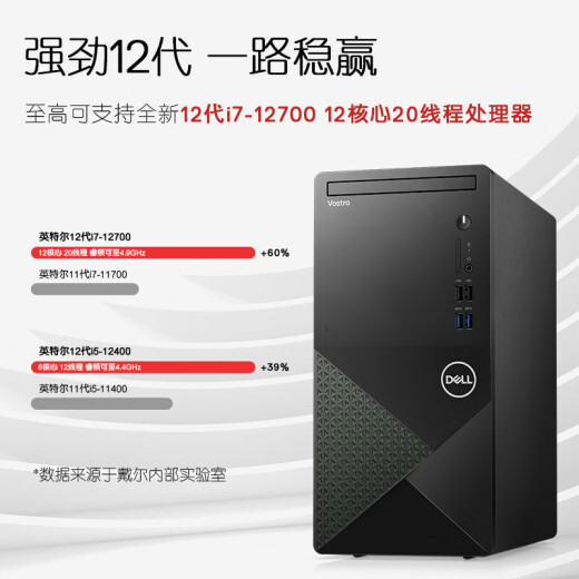 戴尔（DELL）成就3890升级款成就3910 商用办公设计师做图游戏主机台式机电脑 i7-12700 64G内存 1TB固态+2T GT730-4G独立显卡 定制版