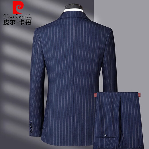 Pierre Cardin light luxury high-end striped suit suit men's brand-name high-end two-piece suit middle-aged men's high-end business dress TX9801 Gray 170 yards It is recommended that 100 Jin Jin equals 0.5 kg -120 Jin Jin equals 0.5 kg