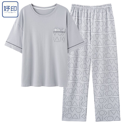 Yuyin Sommer kurzärmelige Hose Baumwollpyjamas Herren Sommer großer Anzug Männer können außerhalb von 13077 l Hauskleidung tragen können