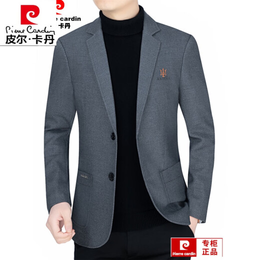 Pier Cardin's new wool casual suit men's middle-aged young luxury wool suit jacket men's slim spring and autumn suit jacket men's burgundy L 175 (120-138Jin [Jin equals 0.5 kg])