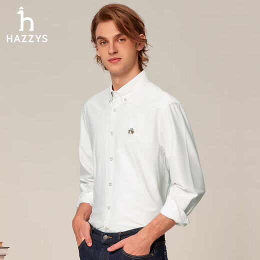 HAZZYS Men's Oxford Long Sleeve Shirt ASCZK1BCI46 Beige OW 175/96A48