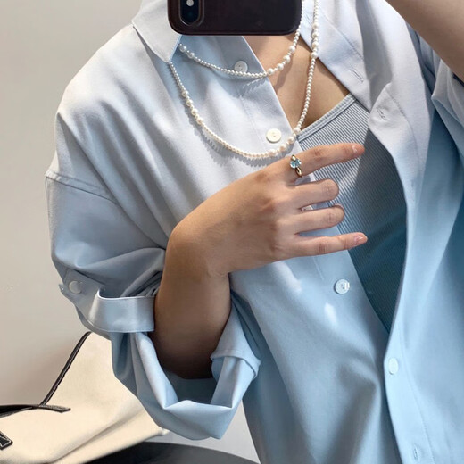 Congye S925 sterling silver aquamarine ring light luxury fashion niche design open-feel ring for women aquamarine ring (opening adjustable)