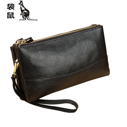 Kangaroo new fashionable wallet women's long double-layer zipper clutch large capacity soft leather mother change mobile phone bag royal blue