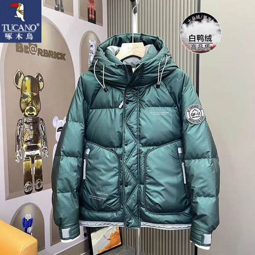 啄木鸟（TUCANO）白鸭绒三防羽绒服男士冬季潮牌新款加厚保暖连帽防寒衣服男装外套 黑色 XL 115-130斤