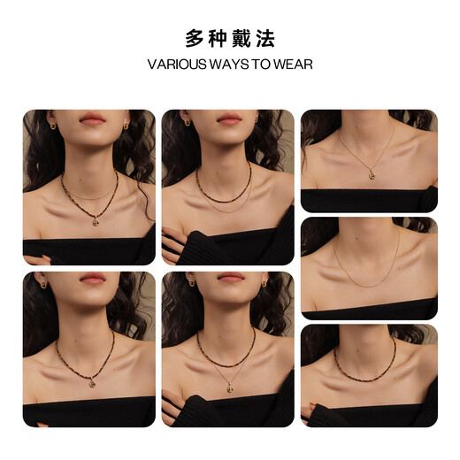 Arsis celebrity same style snake pattern double layer chain tiger eye stone necklace red pendant clavicle chain gift for girlfriend
