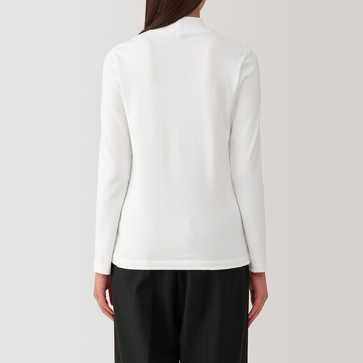 MUJI women's raised rib knit half turtleneck long-sleeved T-shirt base layer for winter BBD93C4A white S