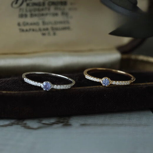 Yujingji Fat Donglai quality tanzanite ring Japanese style light luxury exquisite super flash dream blue purple tanzanite zircon 925 silver standard color gold Hong Kong No. 8