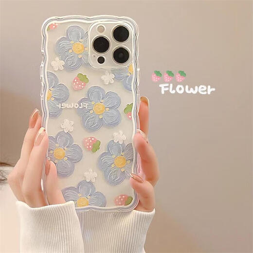 Zitai Applicable to Apple 15 mobile phone case iPhone 15 protective case painted and creative anti-fall shell [flower series - blueberry flower]