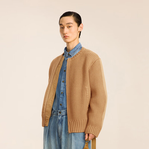 Sketch Men's Autumn and Winter New Loose Casual Cardigan Sweater Long Sleeve Retro Splicing Design Fashion Trend Jacket 254 Paper Brown M