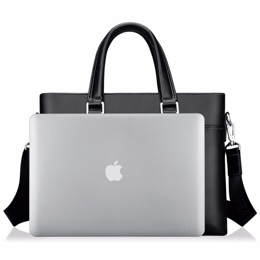 Septwolves Briefcase Men's Business Men's Bag First Layer Cowhide Handbag Crossbody Bag Shoulder Backpack Laptop Bag Black