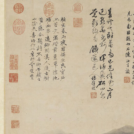 元倪瓒山树图古代山水画卷轴名画复仿古画中式挂画 元钱选芙蓉鸳鸯图12392 40X72厘米（喷绘画心尺寸） 装裱