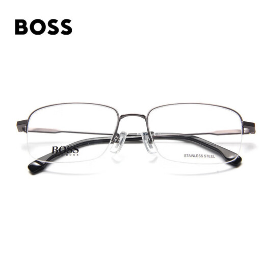 HUGO BOSS雨果博斯光学镜架枪灰色钛框枪灰色近视眼镜框1289F R81 56MM(T)