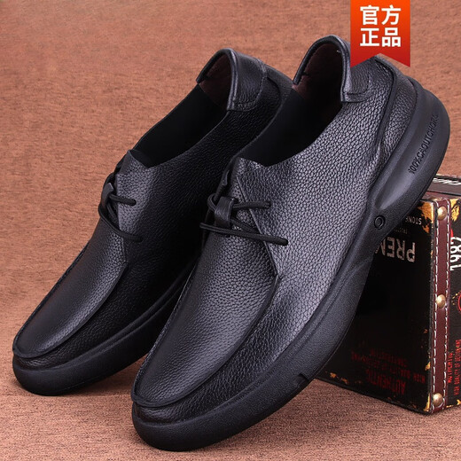 Katile Crocodile Fashion Marque en cuir authentique Chaussures en cuir masculines Cower Cow Hide Soft Sole Business Casual Le cuir Toe Couche Cowhide Black 9912 38