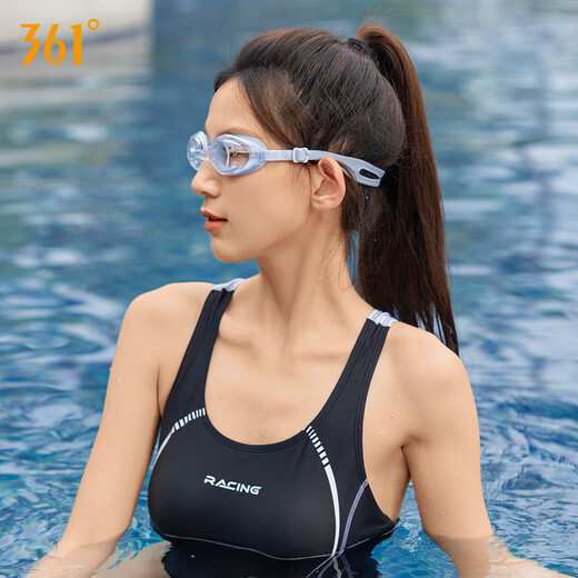 361 Swimming Goggles for Men and Women Adults Waterproof and Anti-fog HD Racing Swimming Goggles Medium Frame Unisex Diving Equipment Premium Black