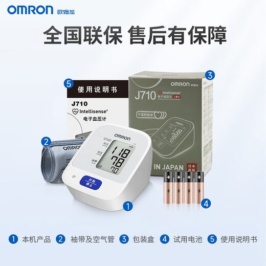 欧姆龙血压计原装进口上臂式医用级电子血压仪家用血压测量仪老人全自动 进口大屏双显J753+双人记忆+蓝