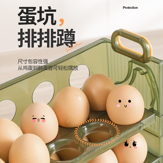 Juke egg storage box refrigerator side door storage rack reversible kitchen special egg tray storage box QC three layers can hold 30 eggs/striped style