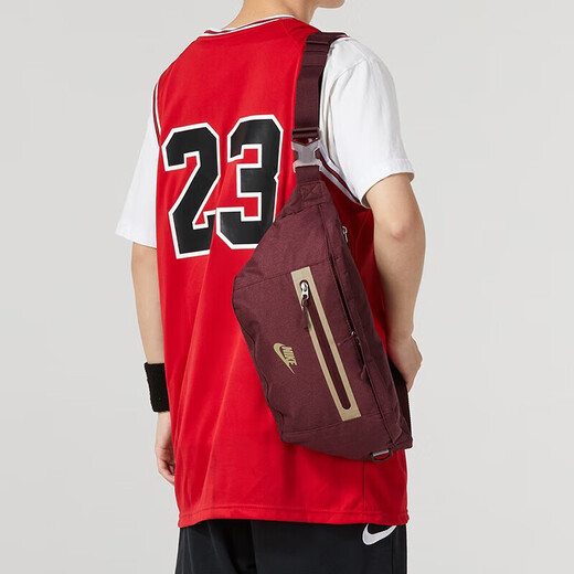 Nike (NIKE) crossbody bag new PREMIUM waist bag storage zipper pocket fashion personality simple shoulder bag breast bag DN2556-681 night maroon khaki MISC