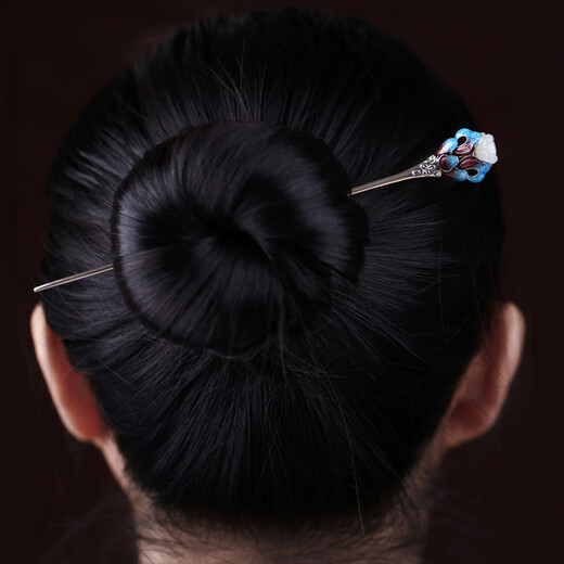 SENDME Cloisonné Lotus Hairpin Hanfu Hair Accessory Step Head Headpiece Hairpin Hair Accessory Chinese Valentine's Day Birthday Gift for Girlfriend Cloisonne Lotus Hairpin