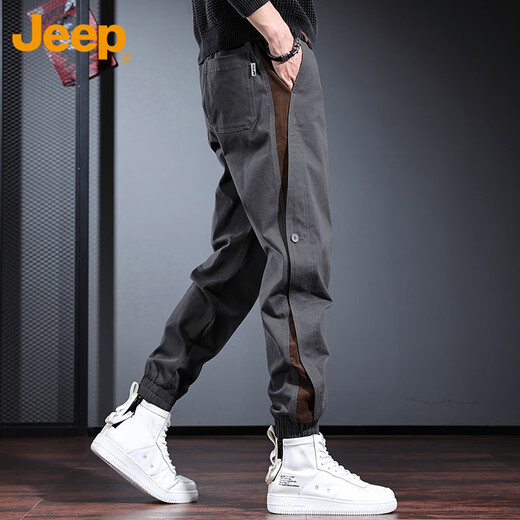 JEEP Casual Pants Men's Autumn and Winter Loose Leg Work Pants Men's Trendy and Versatile Men's Pants Gray 2XL