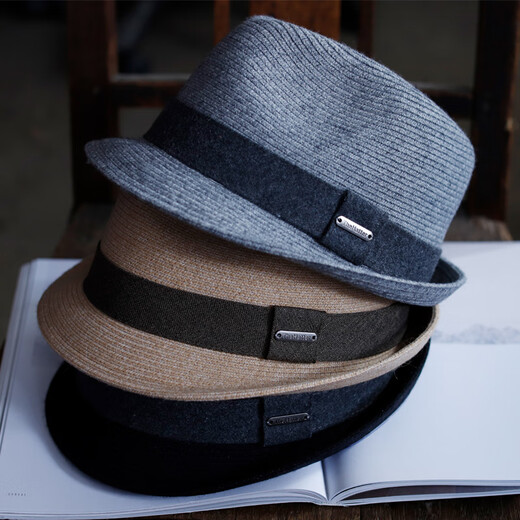 Tochino wool top hat men's middle-aged and elderly fashion autumn and winter dad hat British retro gentleman black adult jazz hat trend light gray YB086