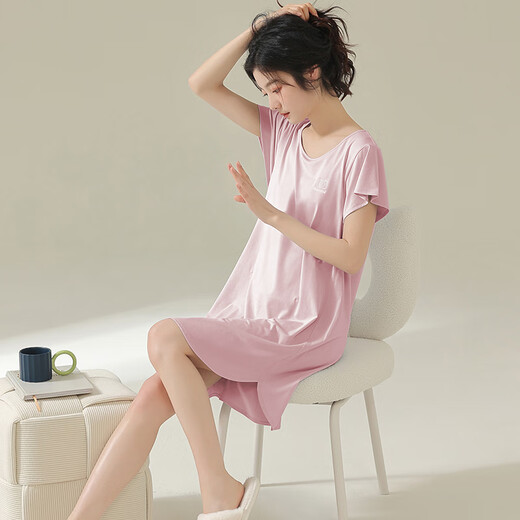 Ночная рубашка Langsha для женского тонкого стиля модальное ice Silk Silk с короткими рукавами