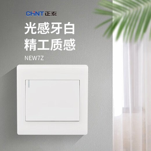 正泰（CHNT）开关插座面板工程出租房家用五孔插座86暗装电源墙壁开关面板7Z白 正五孔